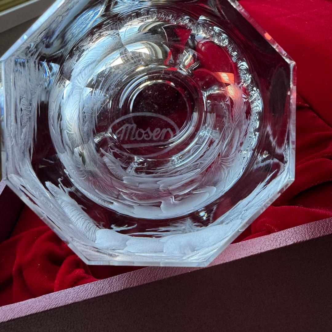 MOSER モーゼル ボヘミアン クリスタル 鹿 花瓶 手彫り フラワーベース