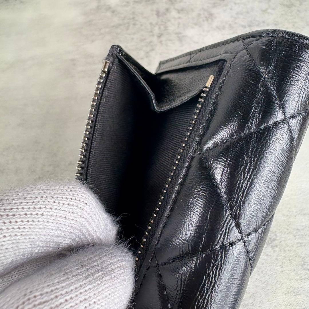 CHANEL シャネル　マトラッセ　ラムスキン　三つ折り　財布　ケース
