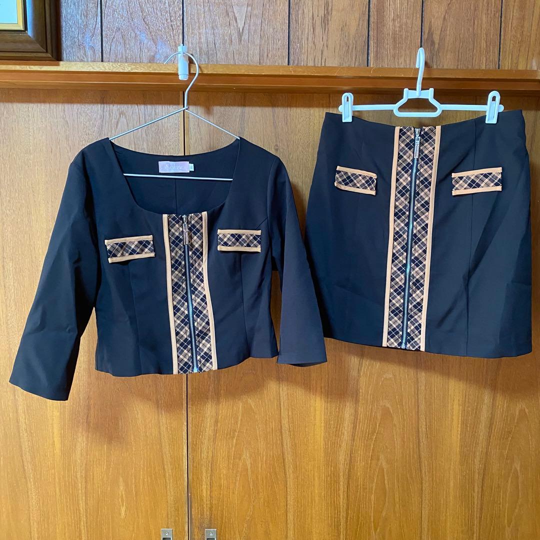 SOBRE ソブレ　チェック配色セットアップ　XL キャバ嬢　スカート　黒　茶系