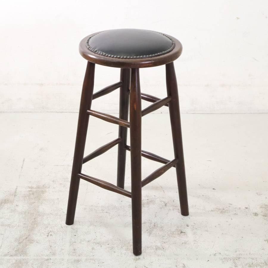 6脚まとめ買い2 ルーマニア製 ハイスツール ビーチ材 ブラック PVCレザー