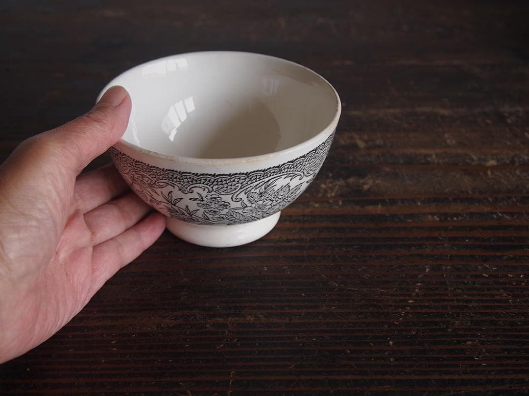 しろくま___グリザイユ カフェオレボウル トランスファーウエア/K275