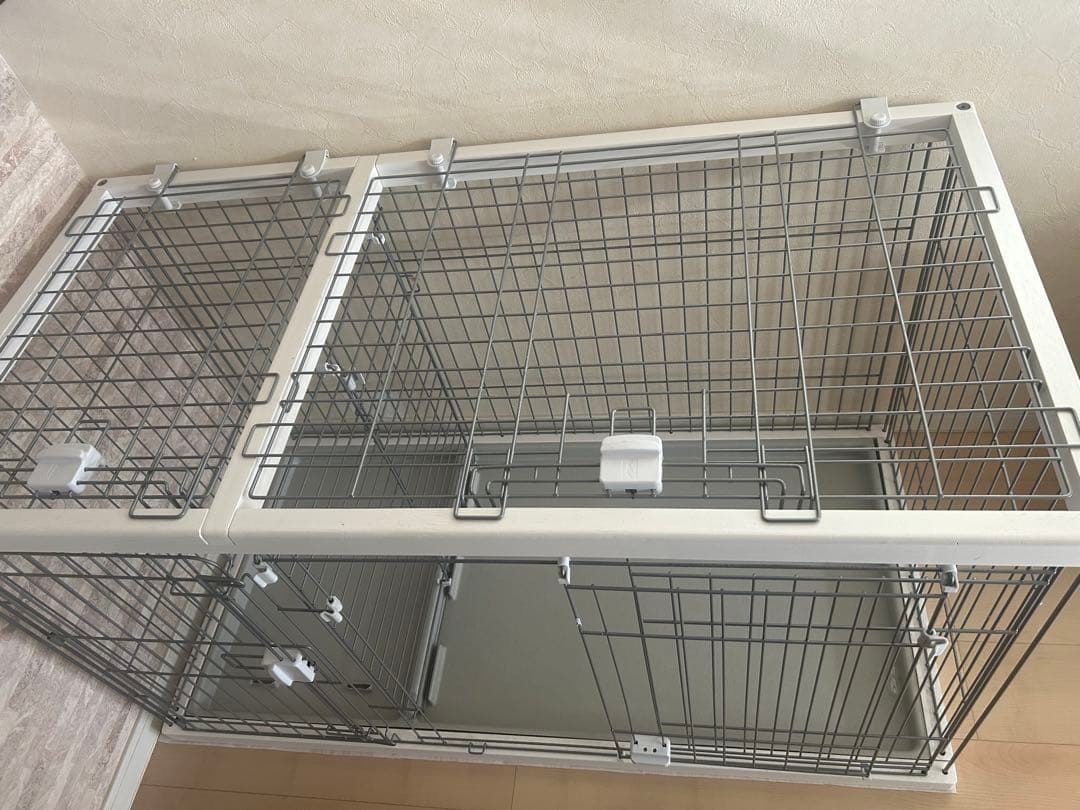 ペティオ　犬用ケージ トイレ分離タイプ ホワイト　屋根付直接渡し優先