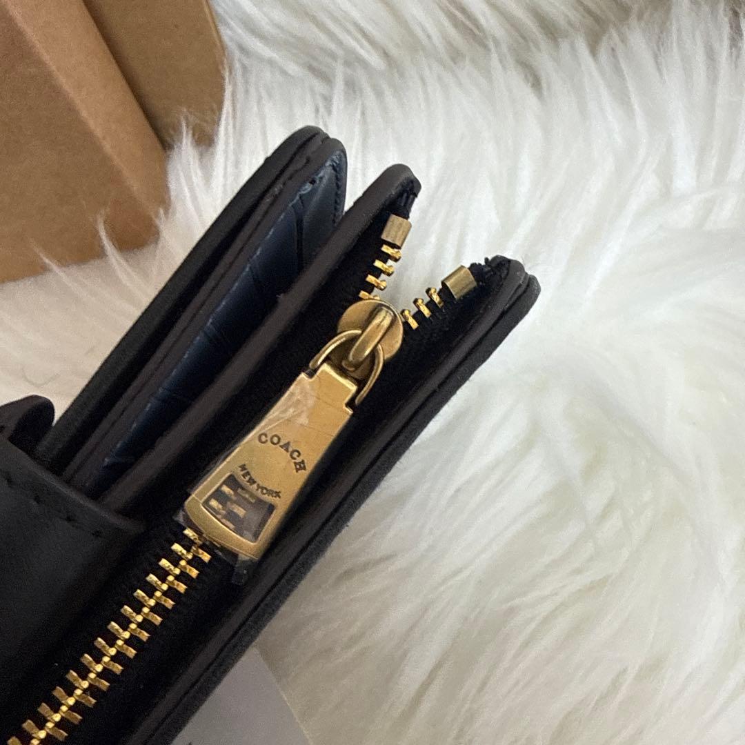 COACH ネイビー デニム 二つ折り財布