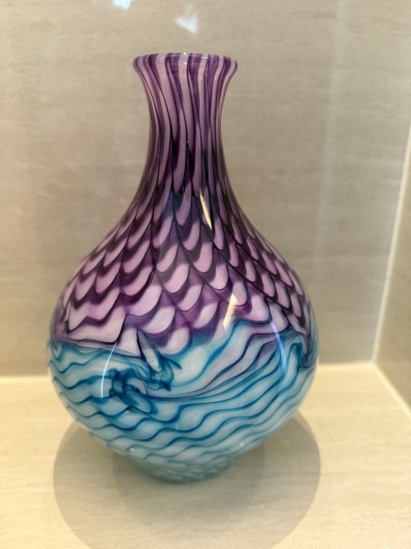 北一硝子 波模様 ガラス花瓶 アウトレット