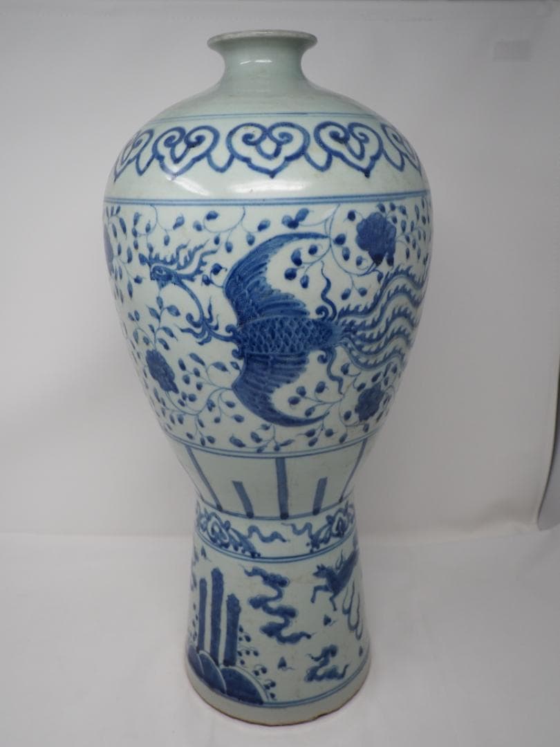青花　染付　鳳凰紋　梅瓶　麒麟　中国　中華