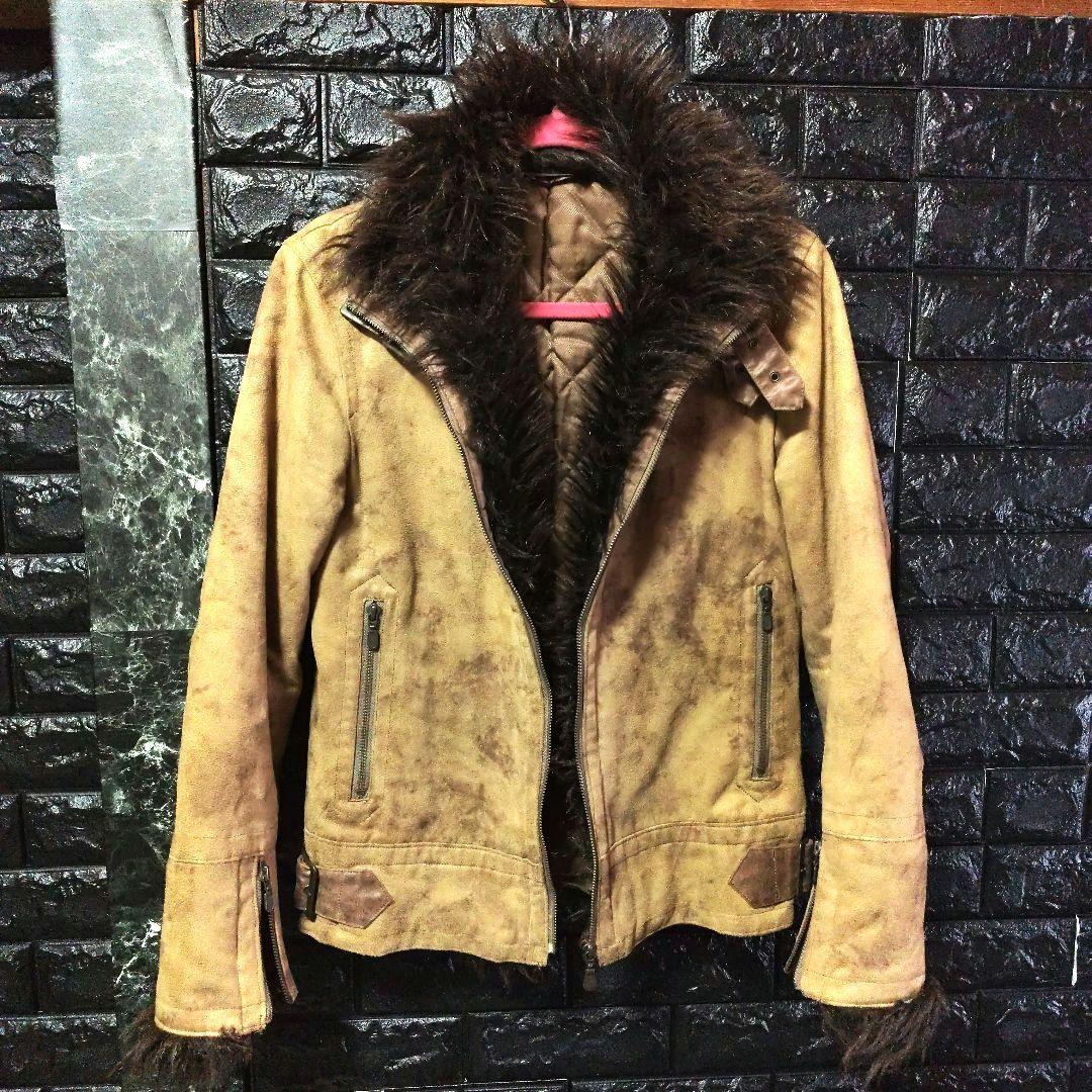 トルネードマート　ブラウン系　色ムラ加工　マイクロスエード　ファージャケット