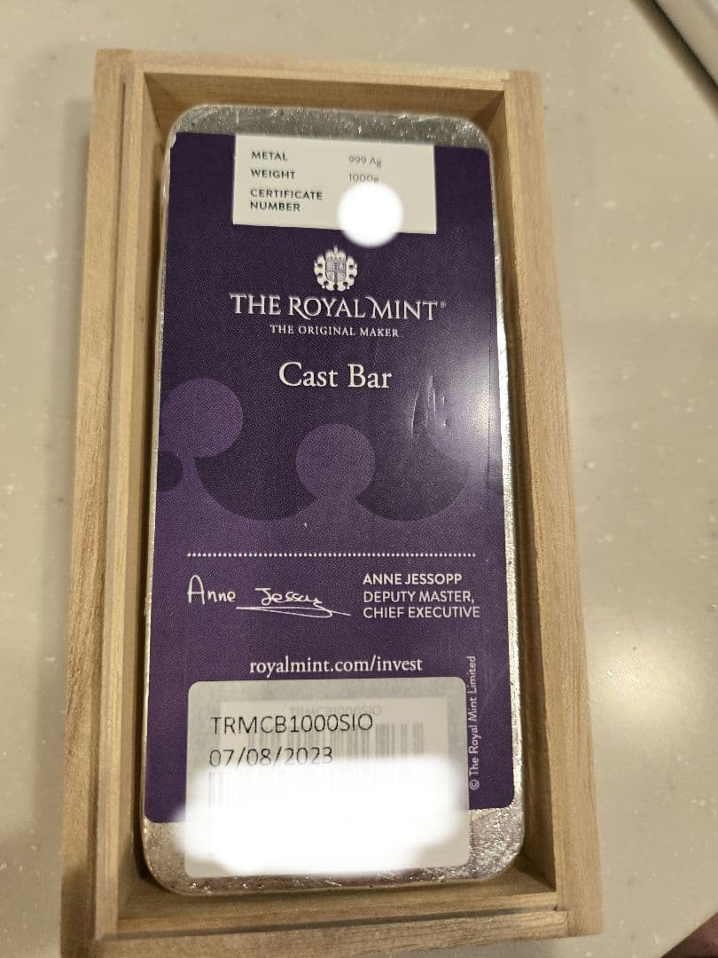 純銀インゴット1000g 1キロ Ag999