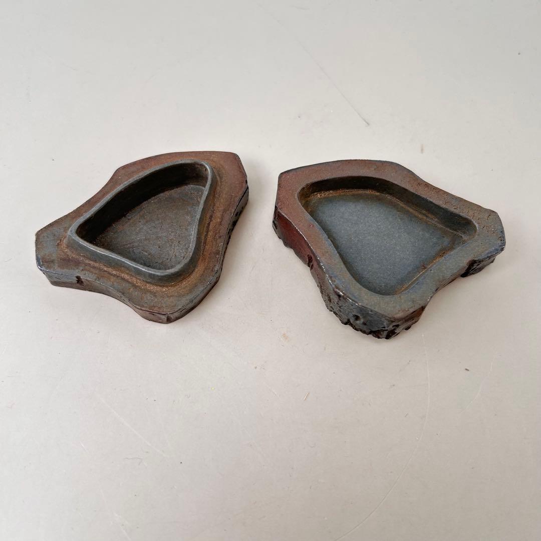 備前 香合 瓦 彫名有 かけら形