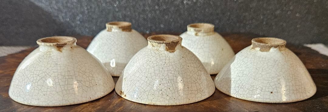 江戸時代末期　古萩　萩焼　煎茶茶碗　煎茶道具　ぐい呑　酒杯　酒器　5客　無傷！