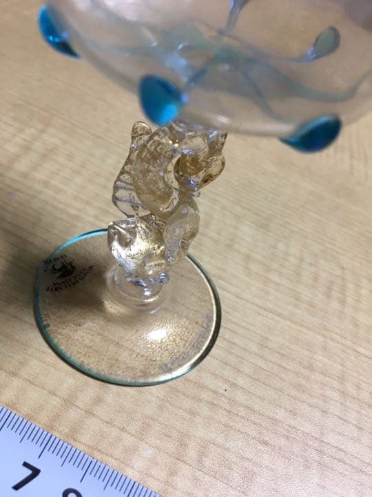 レア　ベネチアングラス　金彩ブルー