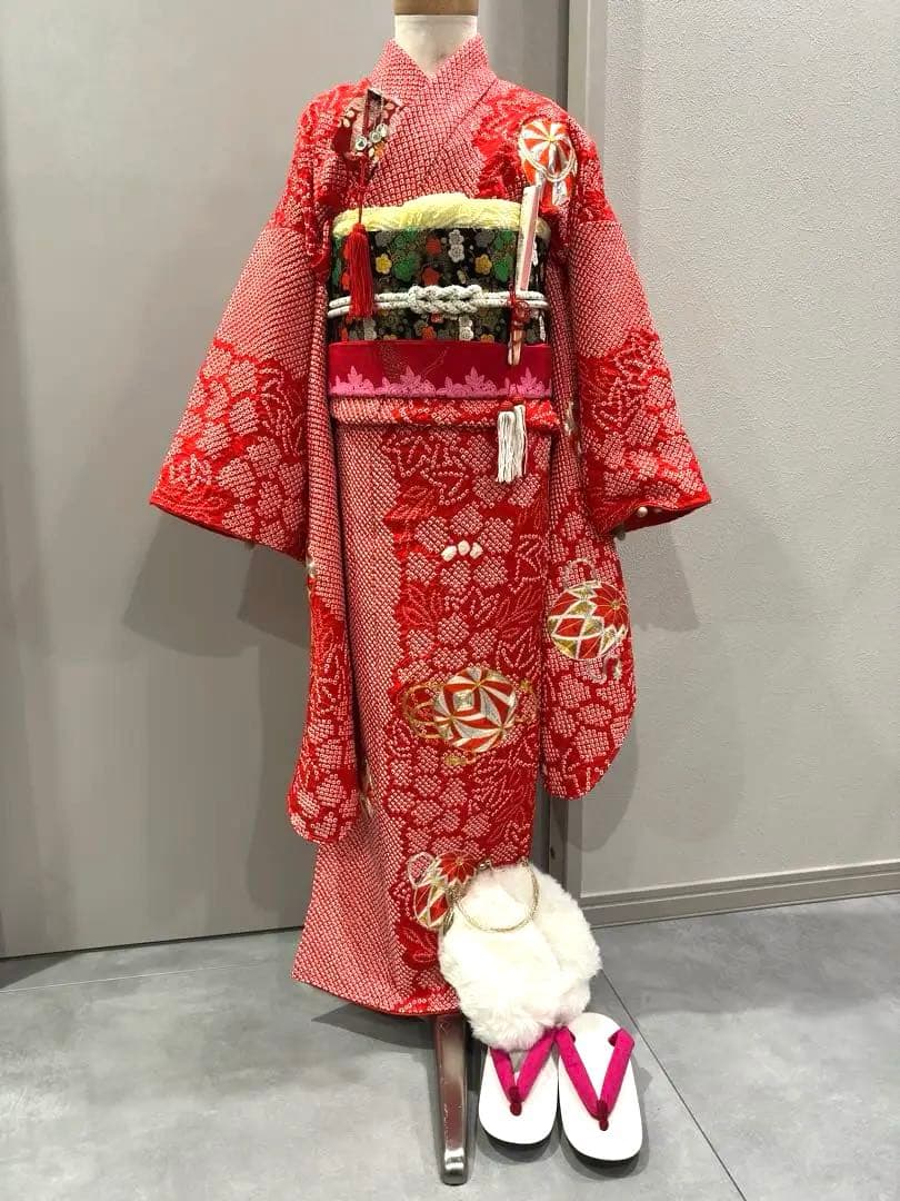 高級　豪華総絞り　鹿子絞り　七五三　着物　フルセット