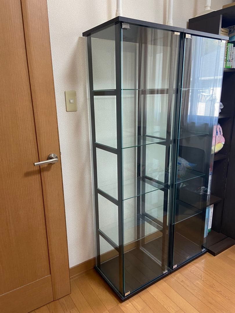 送料込み コレクションケース 5段 ブラック 強化ガラス 全面ガラス (1点)