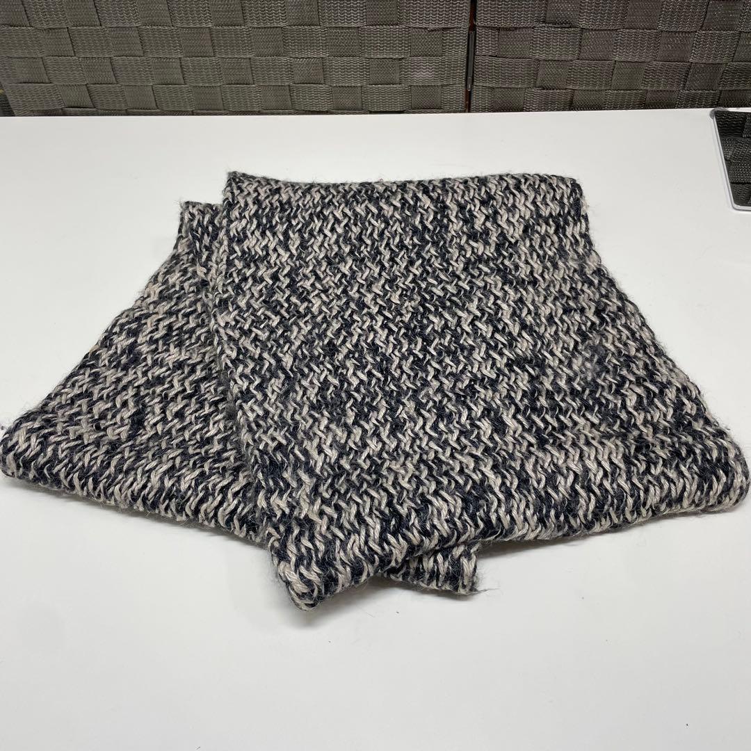 ひ*り様 HERMES ブラック ホワイト スヌード　アンゴラ