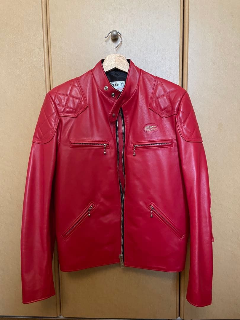 AVIakit レッド シングルライダースジャケット