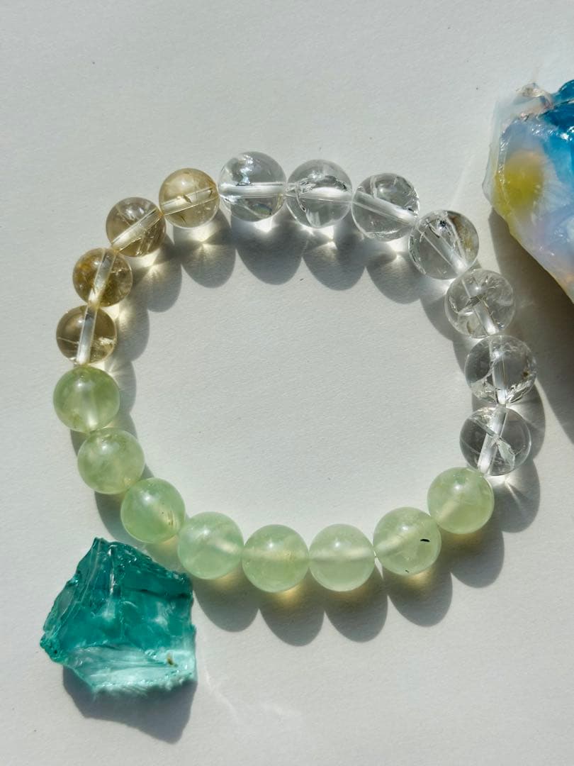 ユニドロブレスレットE グリーン系　内周16センチ