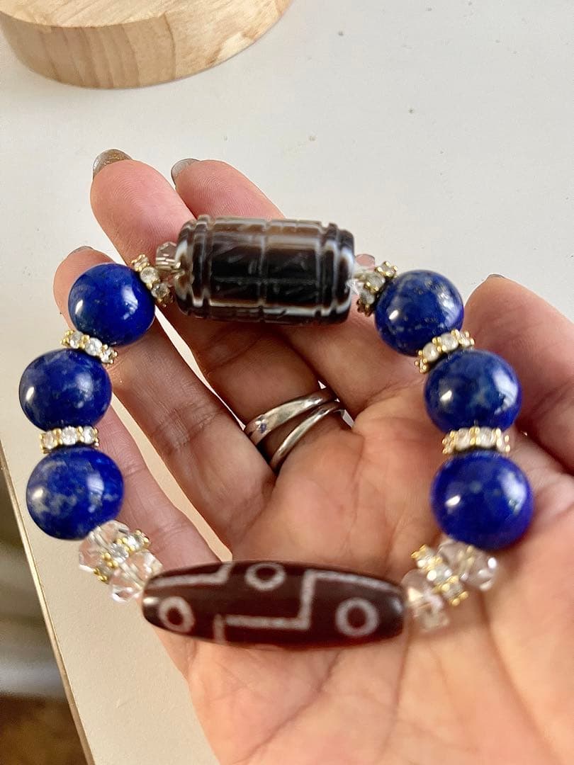 【希少】天珠＆最高品質ラピスラズリブレスレット
