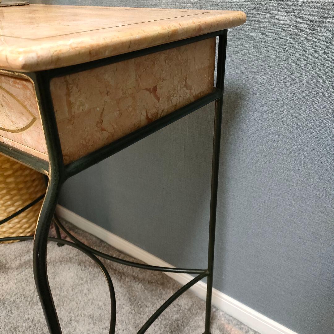 大理石調 西洋風コンソールデスク アイアンフレーム