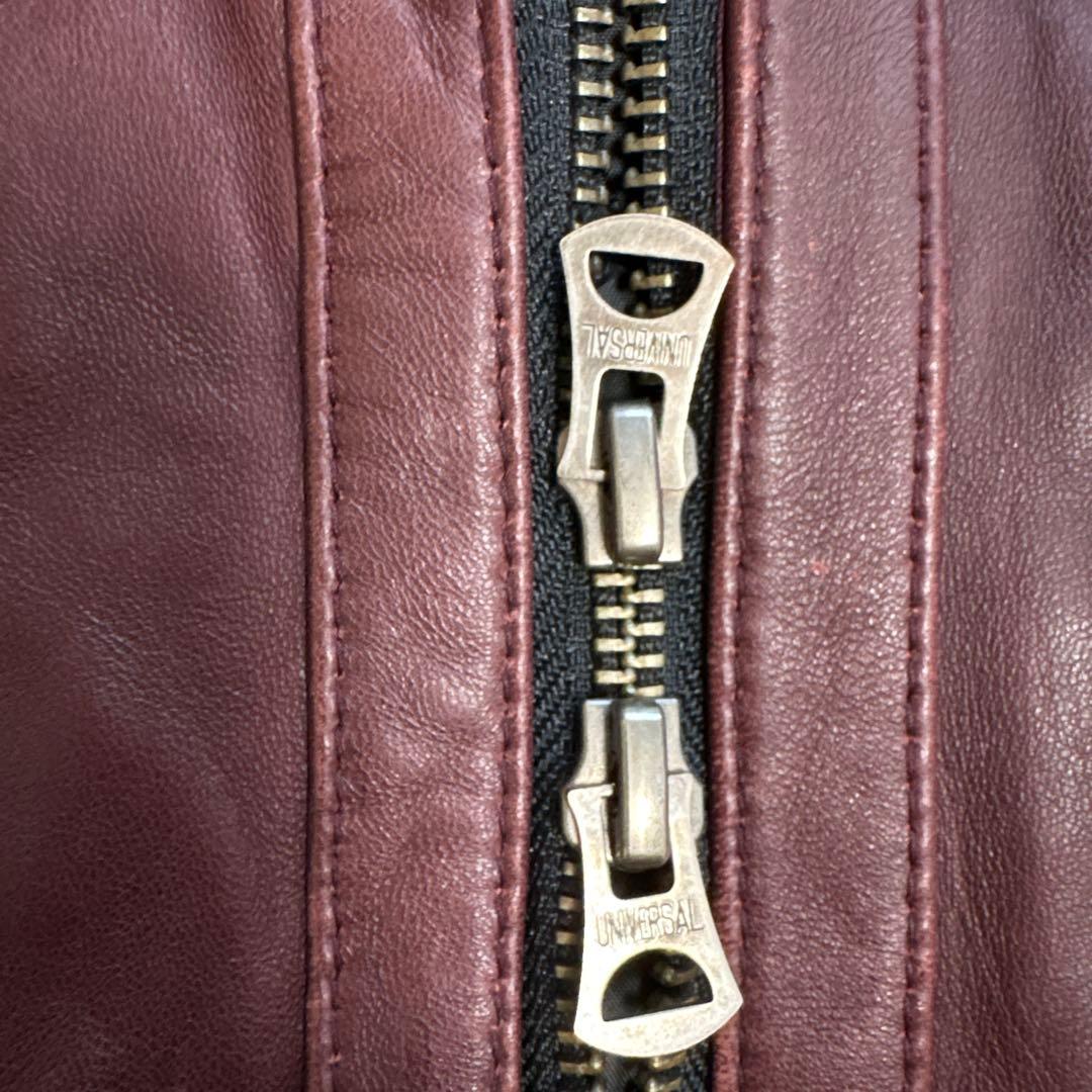 JACKROSE ライダース ジャケット シングル レザー L ボルドー ワイン