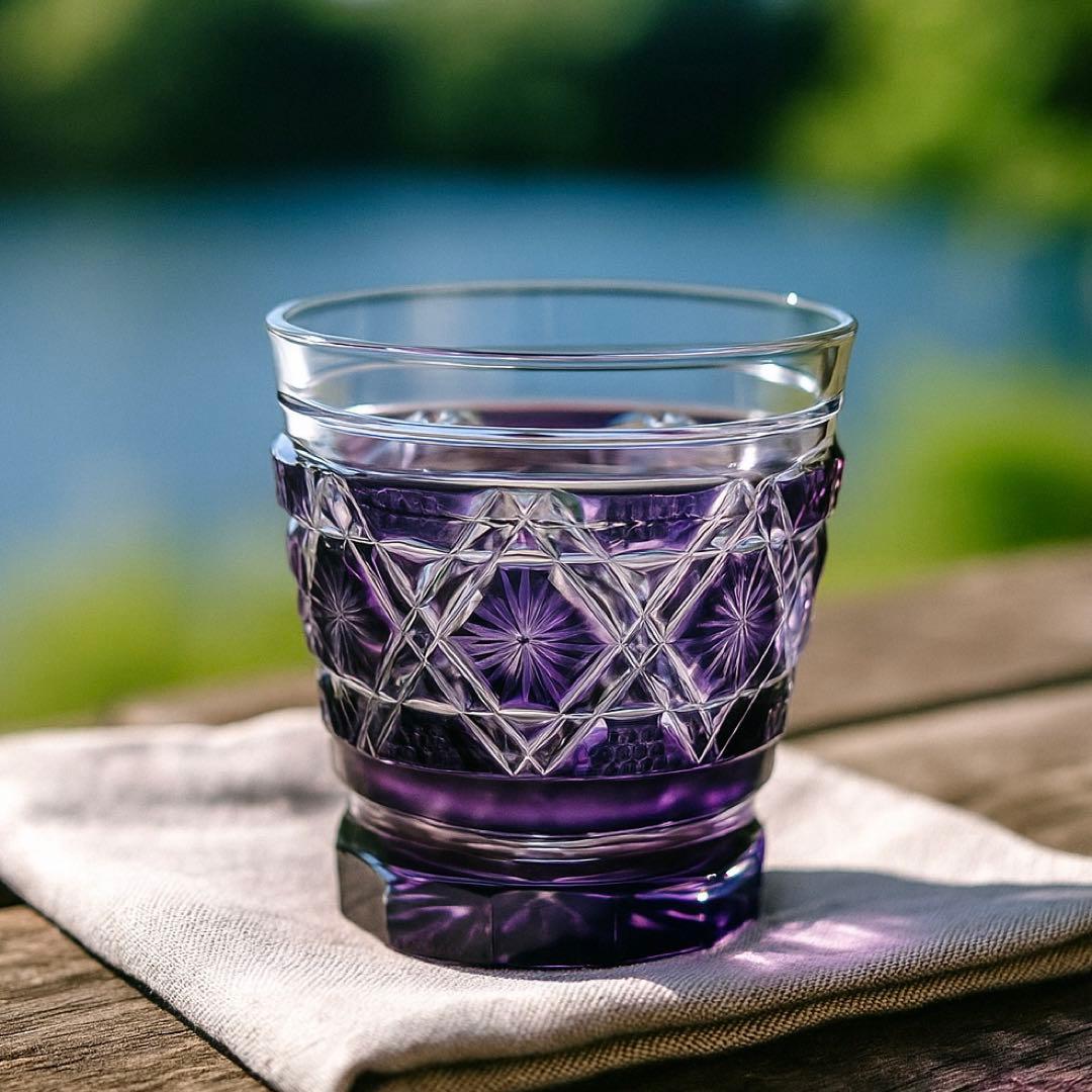 #XG505 薩摩切子・切子タンブラー・ガラス工房弟子丸製・色被せガラス・共箱付