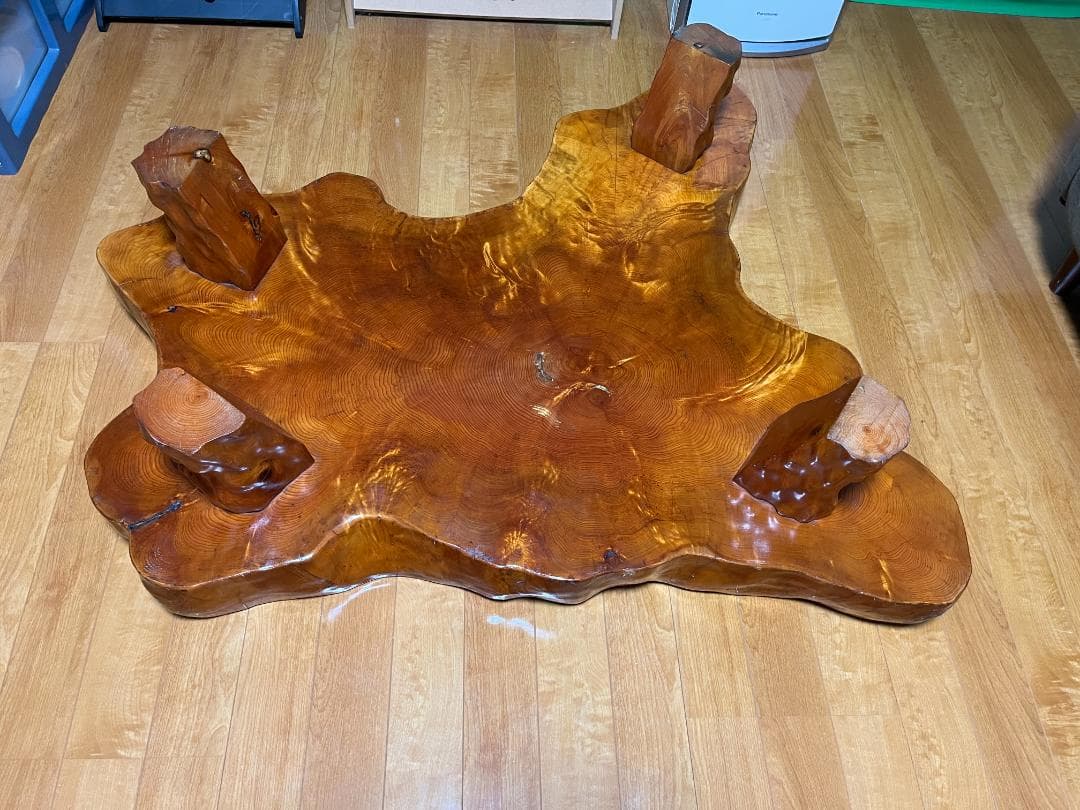 【天然木 一枚板】欅 ケヤキ テーブル 光沢仕上げ 140×70cm 60kg