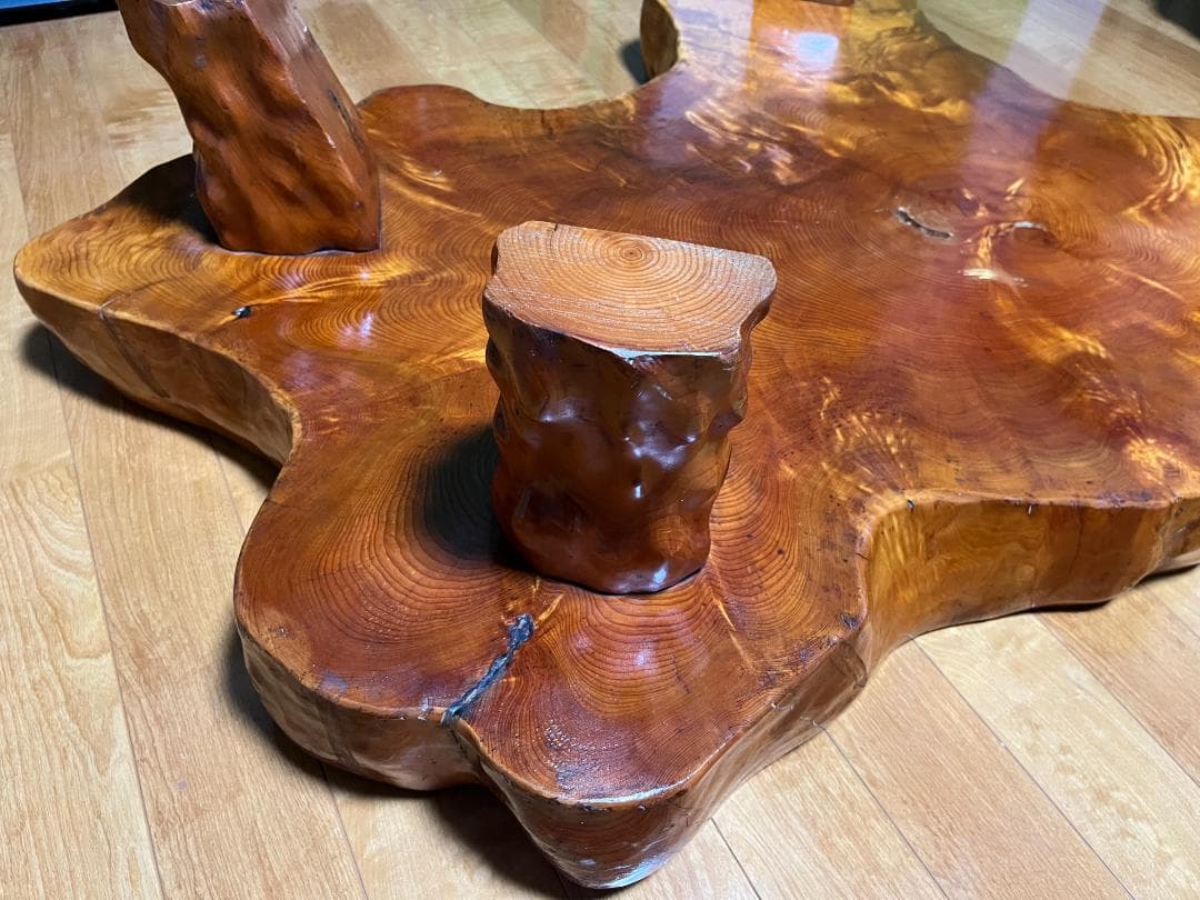 【天然木 一枚板】欅 ケヤキ テーブル 光沢仕上げ 140×70cm 60kg