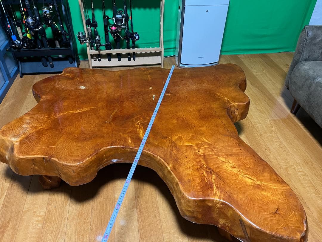 【天然木 一枚板】欅 ケヤキ テーブル 光沢仕上げ 140×70cm 60kg