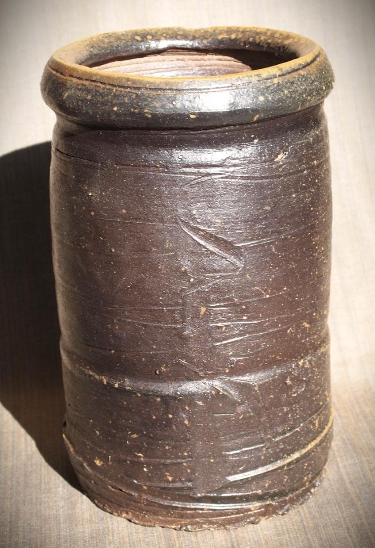 希少作★森陶岳★黒備前花入【寒風】★共箱