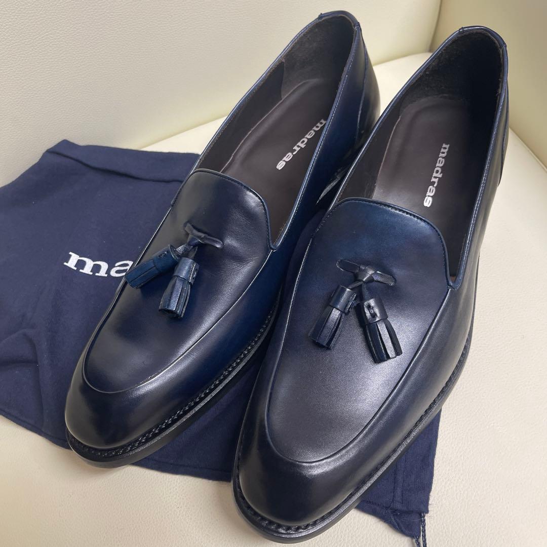 madraas ネイビー タッセル ドレスシューズ