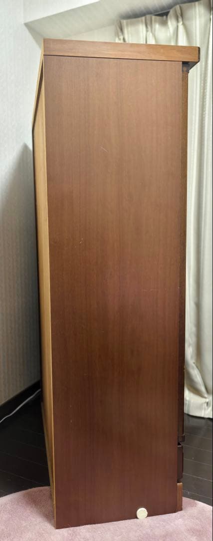 ダークブラウン 木製 キャビネット ガラス扉付き　87.5×45.5×145