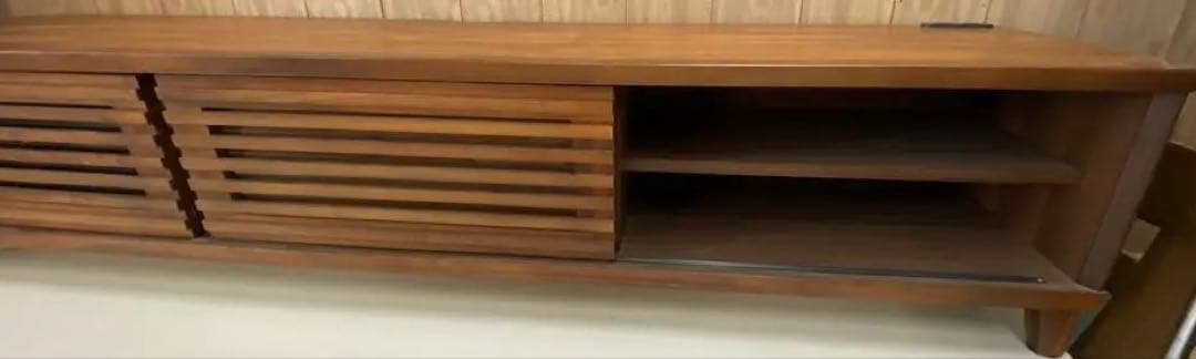 【美品】テレビボード　無垢　一枚板　ウッド調 スラットデザイン テレビ台