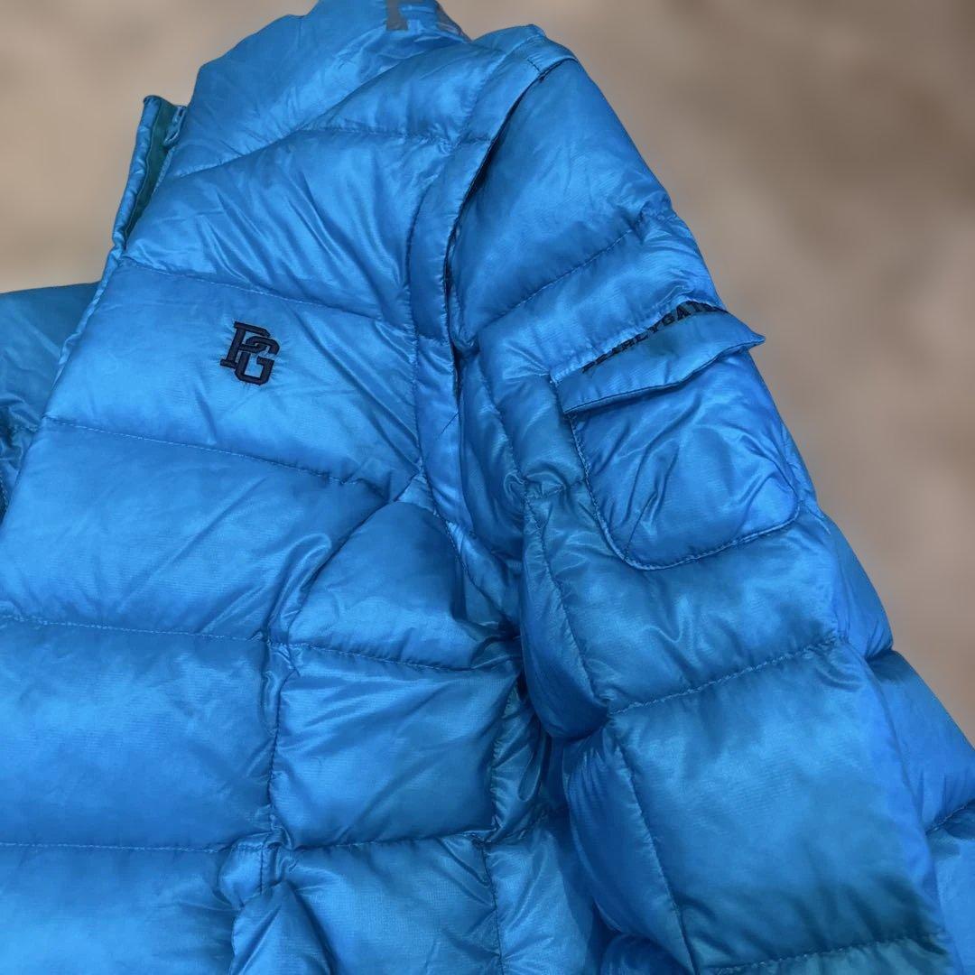 パーリーゲイツPG 青緑色ダウンジャケット　ロゴ入り　袖着脱可　ダウンベスト　M