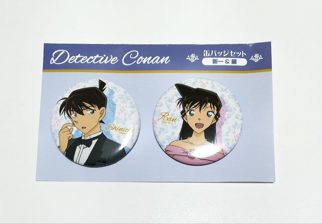 名探偵コナン　缶バッジセット 新一&蘭 結婚式　中古