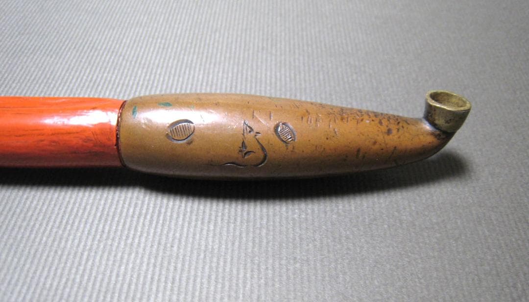 煙管　時代物　けんか煙管　29ｃｍ　喫煙具　恵比寿　鼠　小判　人物　戎　彫金