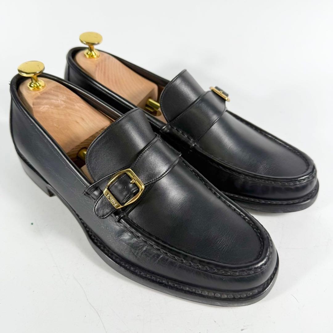 【極美品】YANKO ヤンコ　モンクストラップ（7）シングルモンク　革靴　黒