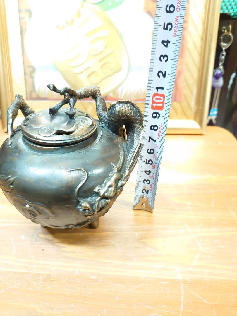 開運 龍 龍神 龍香炉 ブロンズ製（真鍮製）富彦作