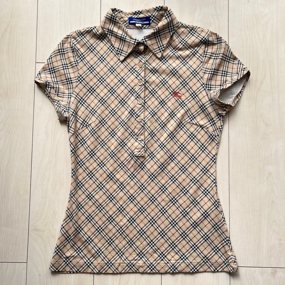 Y2K バーバリーブルーレーベル ノバチェック ポロシャツ ベージュ 38
