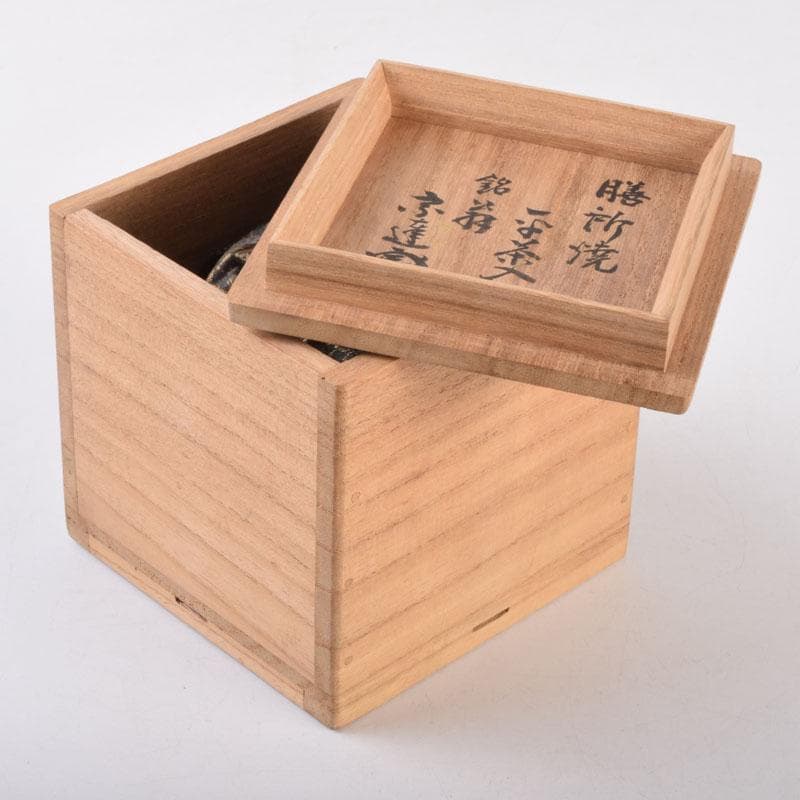 茶道具　膳所焼　淡海ぜぜ　平茶入　仕覆付　宗達極書付箱　M　8488