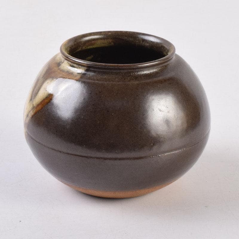 茶道具　膳所焼　淡海ぜぜ　平茶入　仕覆付　宗達極書付箱　M　8488