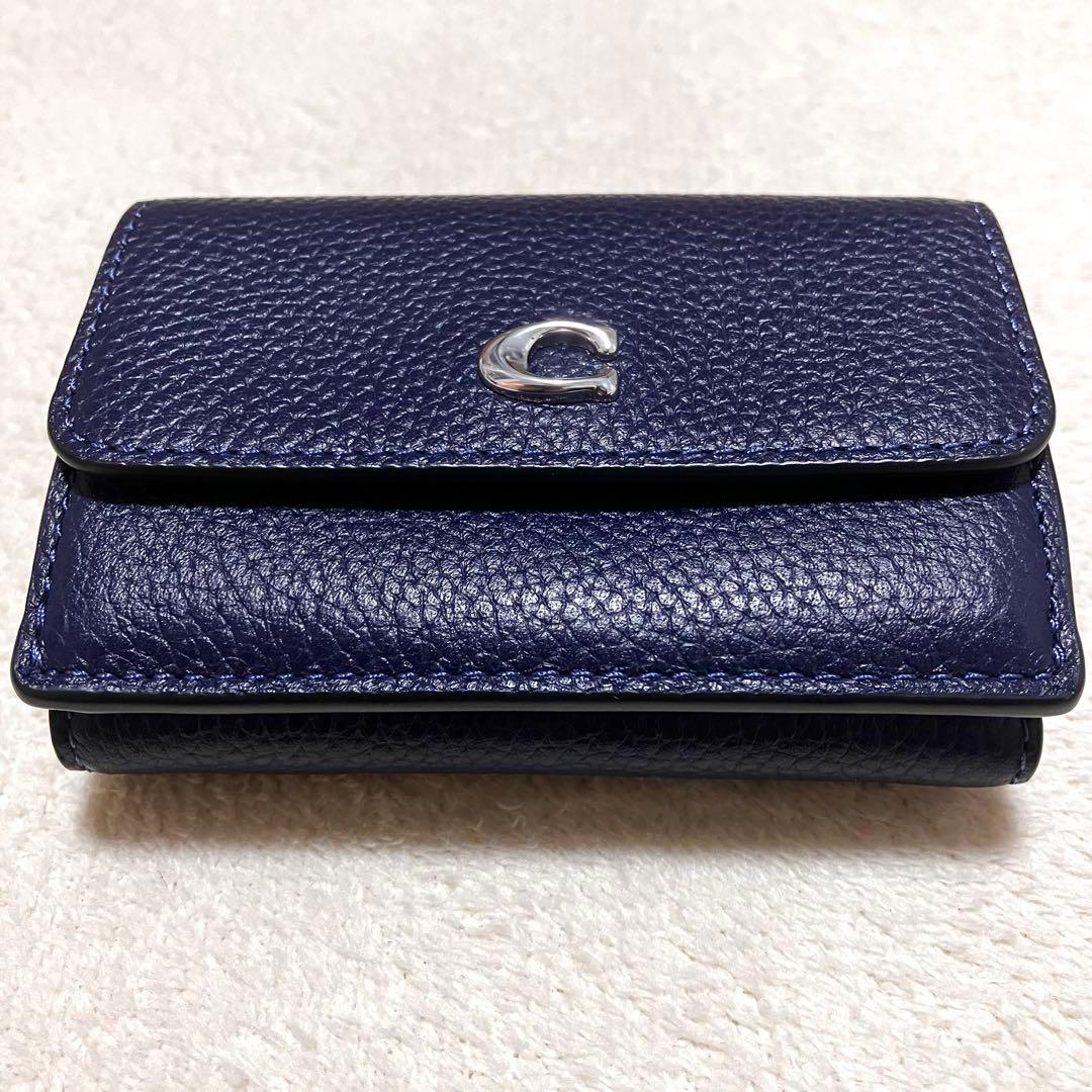 極美品✨ COACH コーチ ミニ トライフォールド ウォレット ネイビー