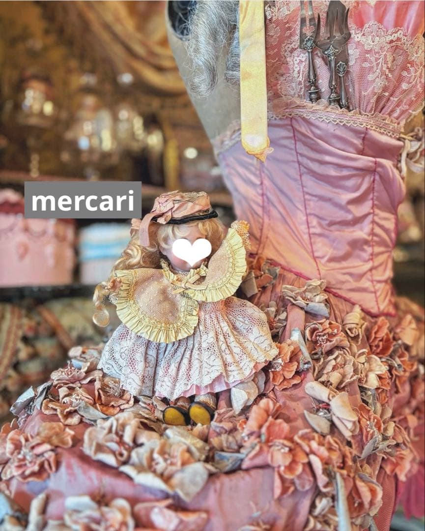 フランス アンティーク　稀少　布花　パニエ　クリノリン