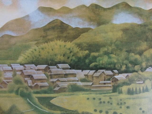 上原卓、【しぐれる里】、希少な額装用画集より、新品額装付、状態良好