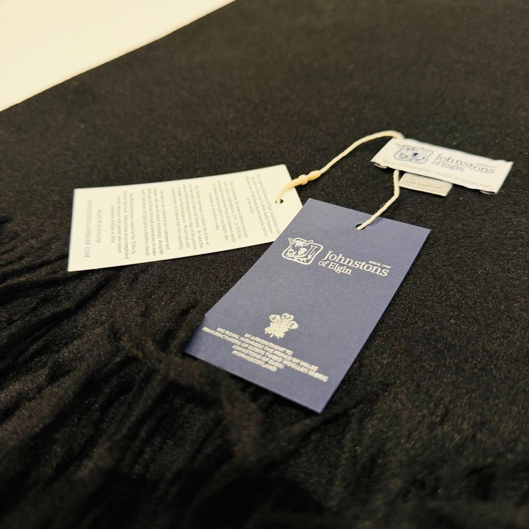 し*離様 ジョンストンズ カシミア 大判ストール マフラー ブラック （黒）