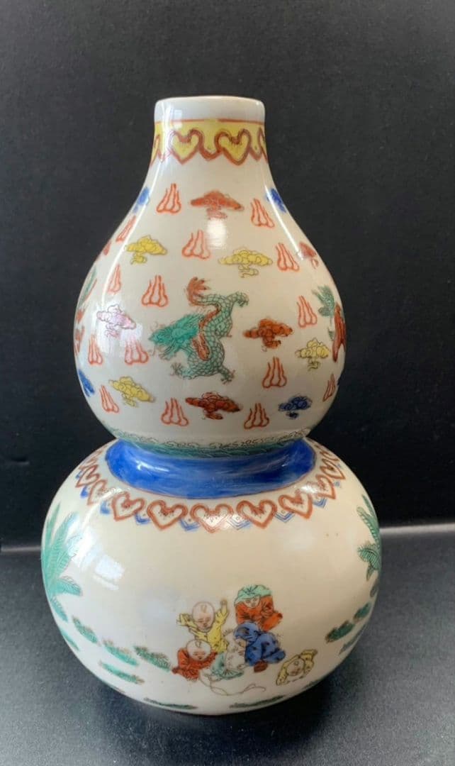 ひょうたん 陶器製 大清康熙年製 中国 唐物 壺 花瓶 骨董 アンティーク