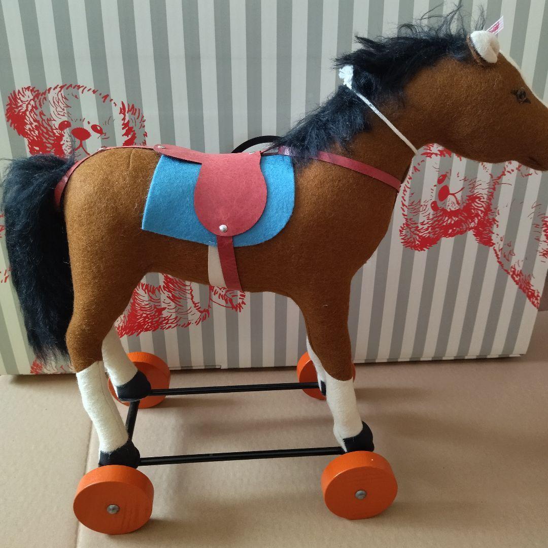 【新品・ギフトBOX付】シュタイフ 木馬のぬいぐるみ お孫さんへの贈り物に
