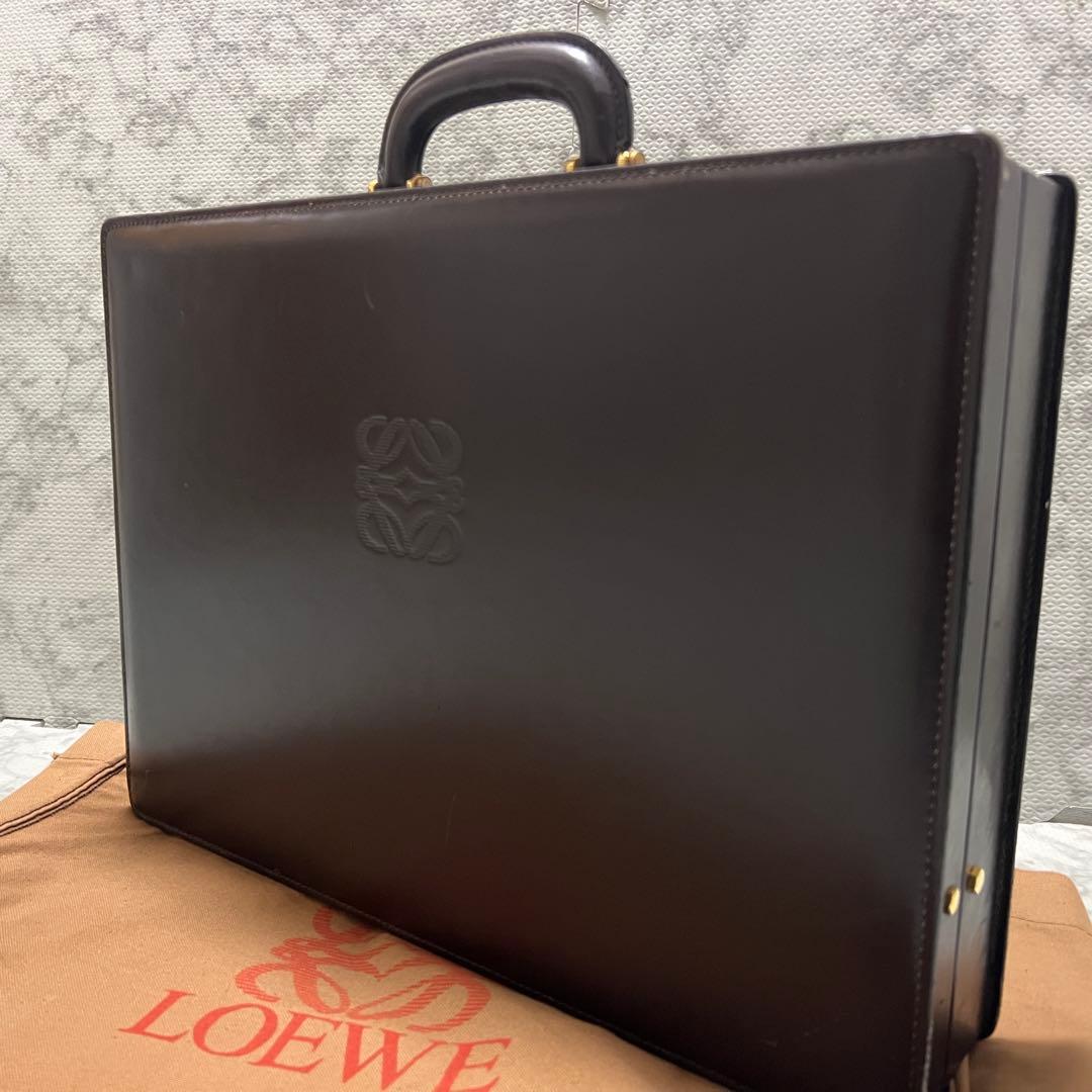 ロエベ アタッシュケース ビジネスバッグ アナグラム レザー ブラウン