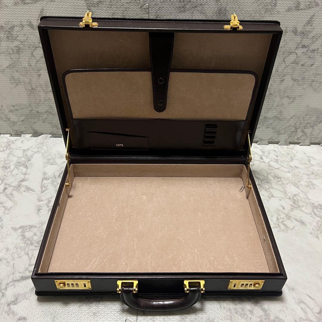 ロエベ アタッシュケース ビジネスバッグ アナグラム レザー ブラウン