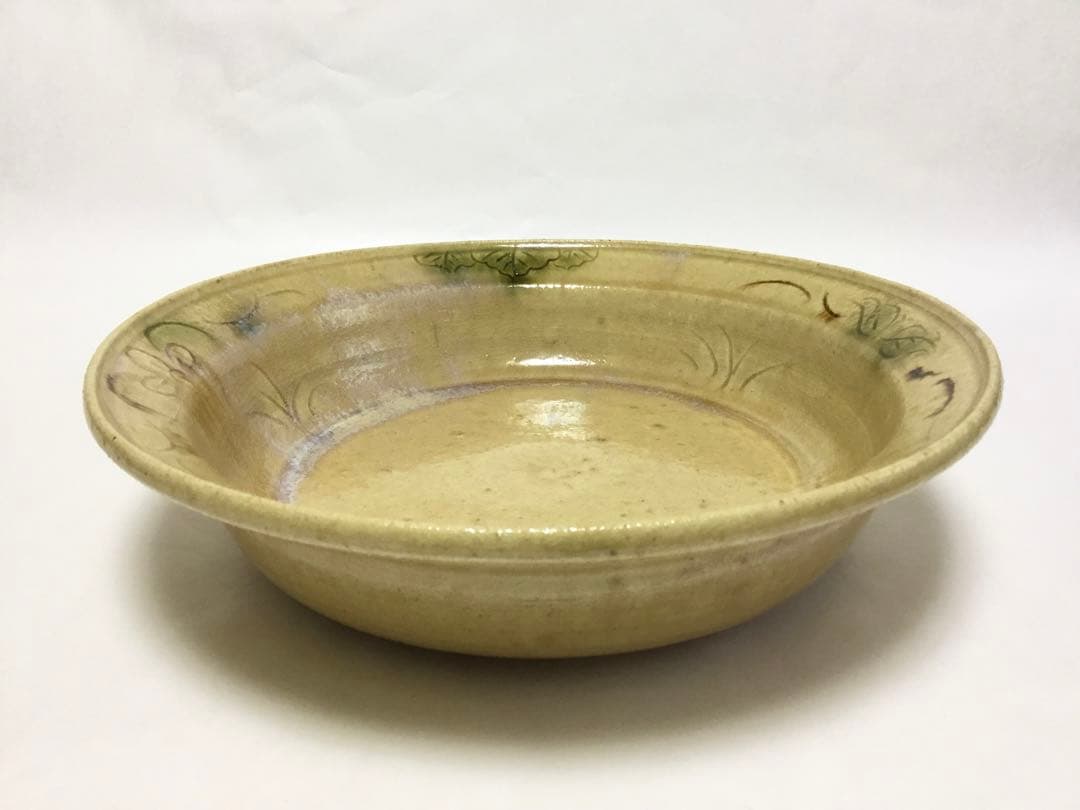 茶道具 古物品 黄瀬戸 平鉢 菓子器 加藤芳右衛門 共箱