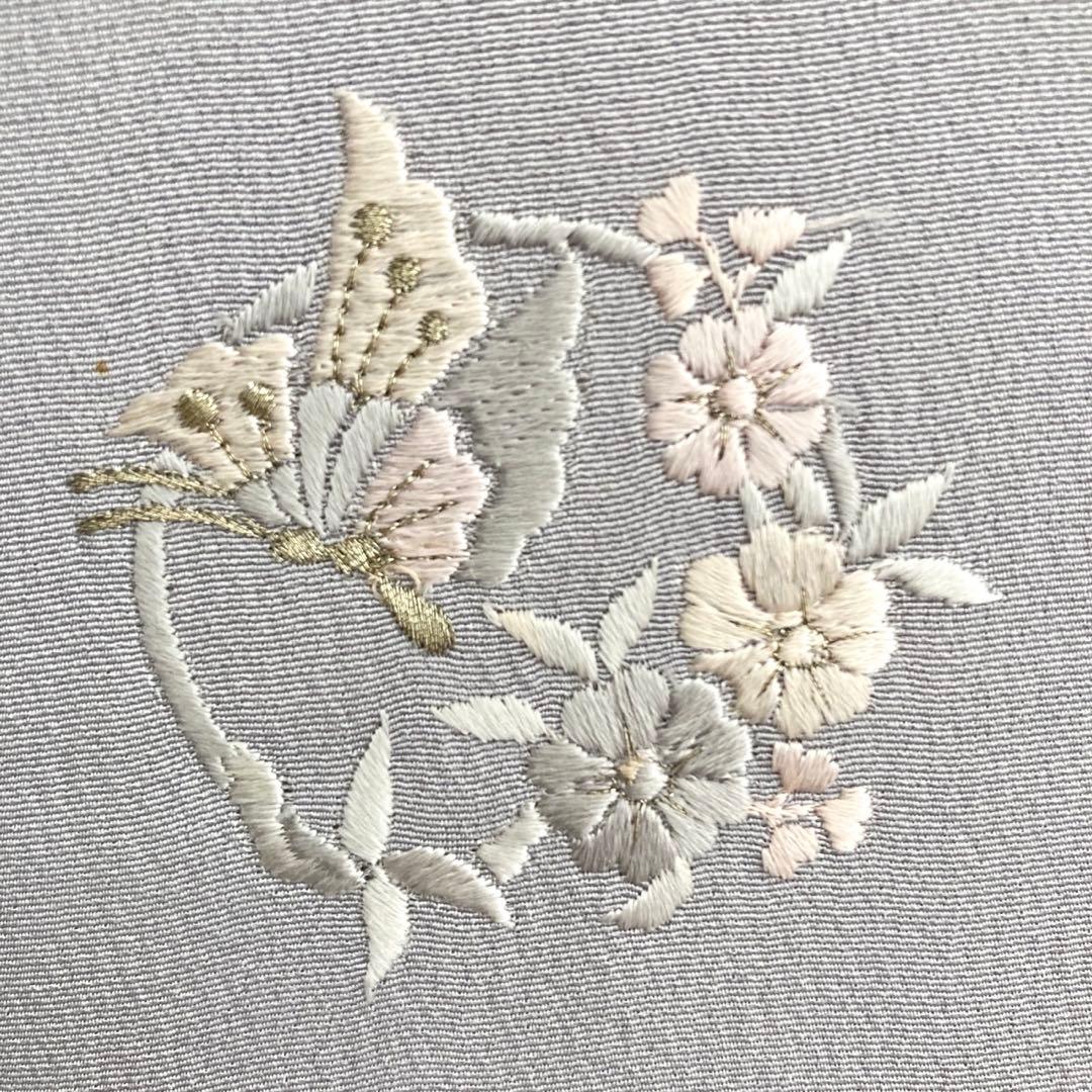 ★fscdbekym★蝶の刺繍 一つ紋 付下げ 着物 NO88