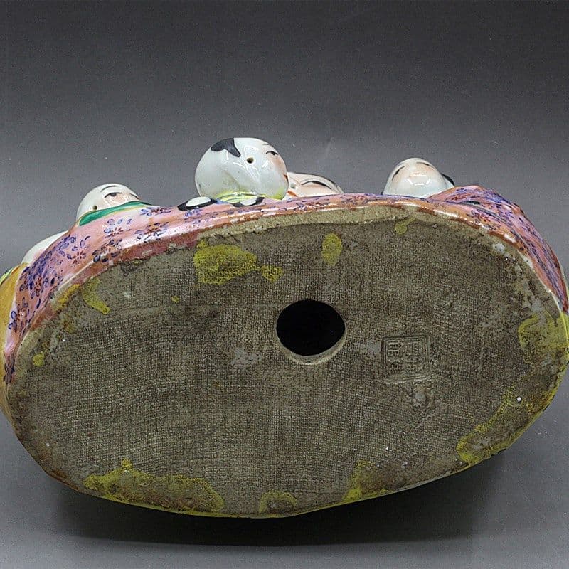 パステル五子登科彫塑仏像  招財 き開運 装飾品 工芸品 美術品 置物