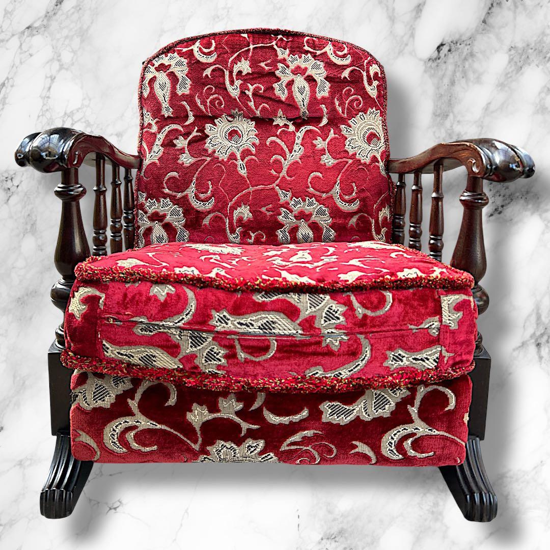 アンティーク調 1人がけソファ ヴィンテージチェア 高級感 ダークブラウン